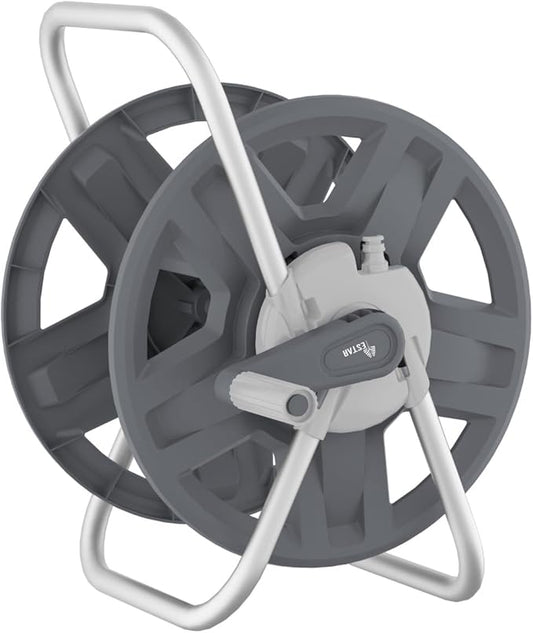 Water Hose Reel Cart, Holds 60-80 Ft of 5/8 Inch Hose, Grey Wall Mounted Garden Hose Cart, Portable Hose Reel for Convenient Storage and Watering