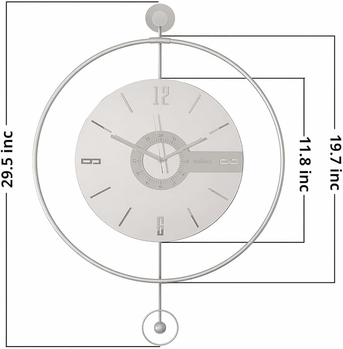 Large Luxury LED Backlit Wall Clock – Pendulum Roman Numeral Metal Ring