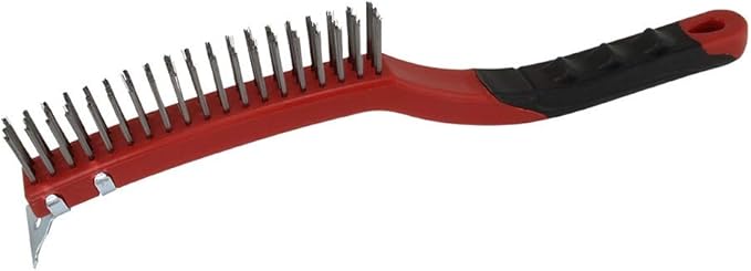 Warner 14" 3x13 Row, Stainless Steel Wire Brush with Scraper, 10483