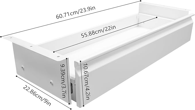 22" Under Desk Drawer Slide Out For Office Desk, Storage Organizer For Sit Stand Workstation, White