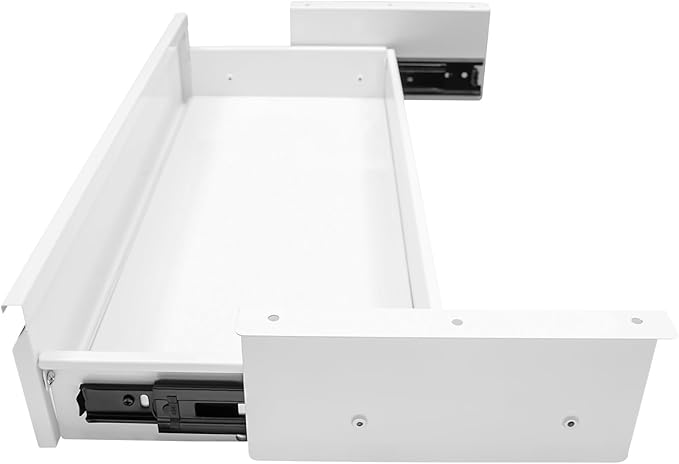 FFanhia 22 Inch Under Desk Mounted Sliding Pull-out Drawer Storage for Sit Stand Workstation Office(Applicable Table Thickness: 0.79in) White