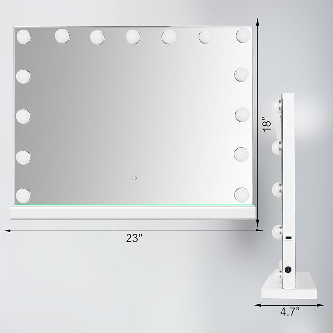 Hollywood Vanity Mirror with Lights, 15 Led Bulbs, 3 Lighting Modes