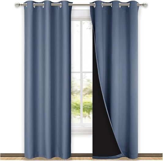 NICETOWN 100% Blackout Curtains 84in Long, Pair of Energy Smart & Noise