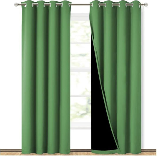 NICETOWN 100% Blackout Curtains 84 inches Long, Forest Green, 52 inches Wide