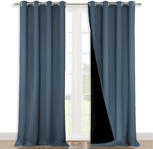 NICETOWN 100% Blackout Blinds, Smoky Blue, Laundry Room Decor Window Treatment
