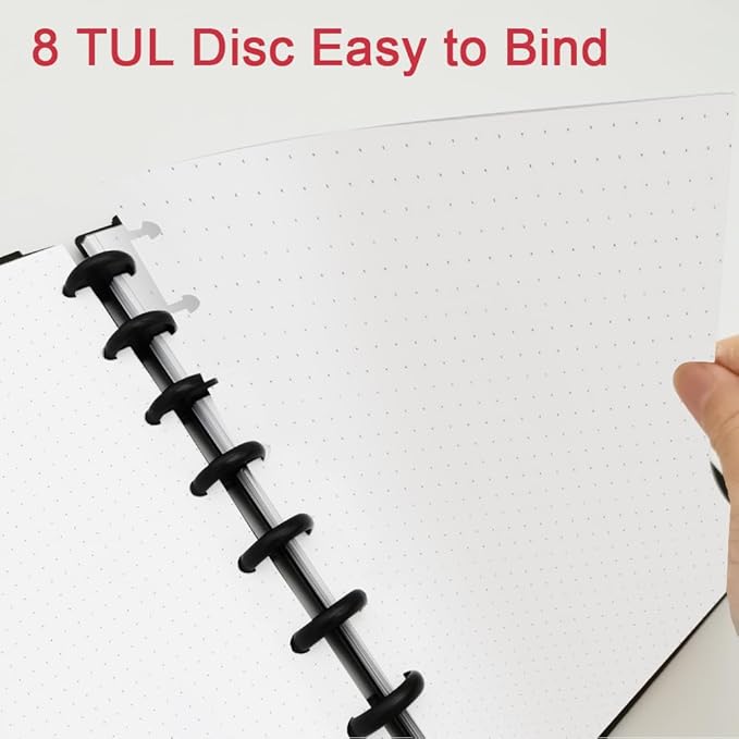 Junior Size TUL Discbound Dotted Refill Paper, 8-Disc Disbound Insert, 100 Sheets/200 Pages Dot Grid Paper, 100gsm White Paper, 5.8'' x 8.2''