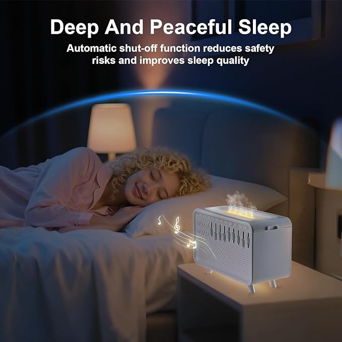 White Noise Night Light Humidifier, 3-in-1 White Noise Sound Machine Humidifier with 8 Ambient Sounds, Diffuser Sound Box Powered by USB, Sleep Sound Machine for Home Office, Timer