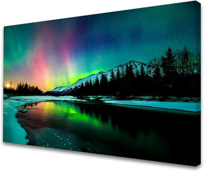 S01969 Wall Art HD Aurora Scenery Painting on Canvas Prints Stretched and