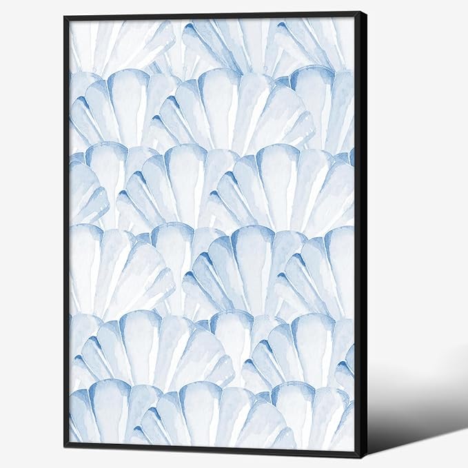 Light Blue Shell Poster Vintage Coastal Cowgirl Wall Art Modern Fashion Preppy