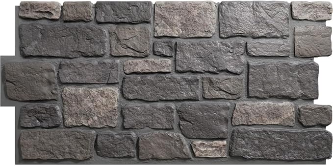 EverStone Cobblestone Faux Stone Panel, Charcoal Color
