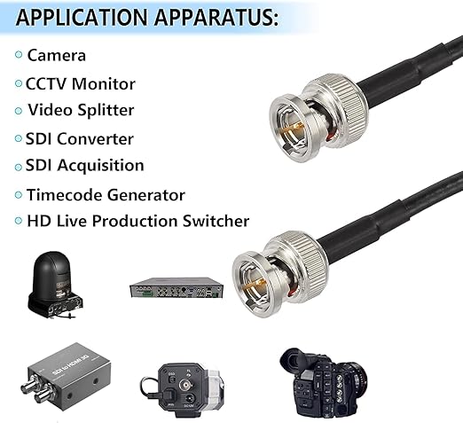 Superbat 3G/6G HD SDI Cable BNC Cable 3ft Thin Short (Belden 1855A) Supports HD-SDI/3G-SDI/4K/8K Camera Recorder Precision SDI Video Cable (2pcs)