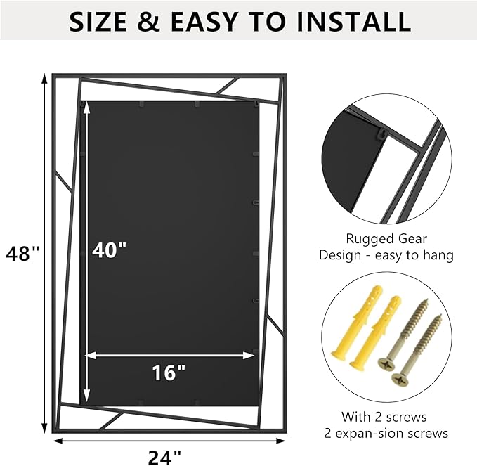 Rectangular Wall Mirror, Hang Horizontally or Vertically