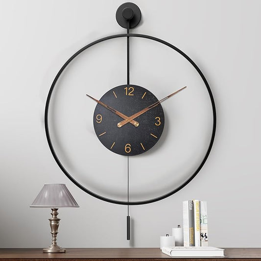 Pytha Sight Large Modern Wall Clock, 30.7× 20 Inch Big Metal Minimalist Arabic