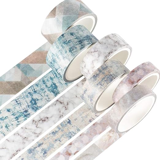 YUBBAEX 6 Rolls Plaid Washi Tape Set Basic Grid Masking Decorative Tapes for Arts, DIY Crafts, Journals, Planners, Scrapbooking, Wrapping (Texture)