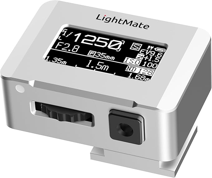 LightMate Lite 2R Light Meter, 30Â°FOV High Precision Ambient Light Digital Exposure Meter, 0.96in Large OLED Screen, Ultra-Compact 1.24oz, Rechargeable 20H Battery Life, for Film Leica Cameras, Sliver