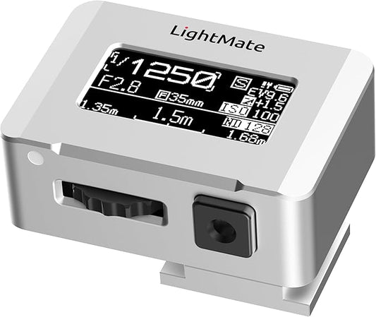 LightMate Lite 2R Light Meter, 30Â°FOV High Precision Ambient Light Digital Exposure Meter, 0.96in Large OLED Screen, Ultra-Compact 1.24oz, Rechargeable 20H Battery Life, for Film Leica Cameras, Sliver
