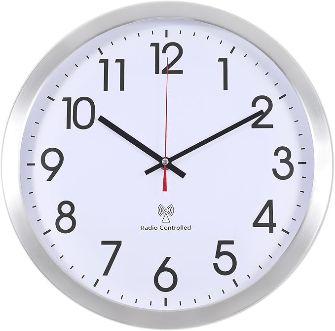 Atomic Analog Wall Clock, 14Inch Radio Controlled Sets Automatically Wall Clock