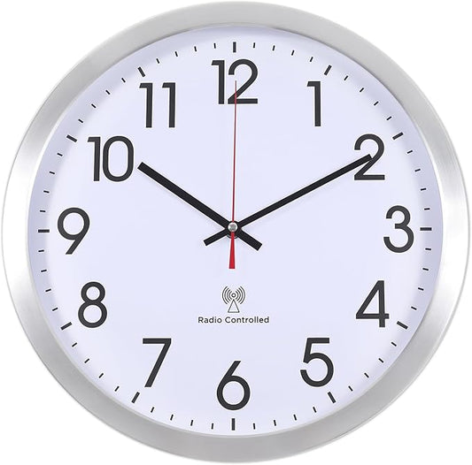 Atomic Analog Wall Clock, 14Inch Radio Controlled Sets Automatically Wall Clock