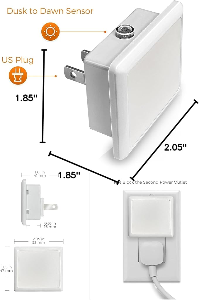 L LOHAS LED Night Lights Plug into Wall 2-Pack, 0.3W Plug in Night Light