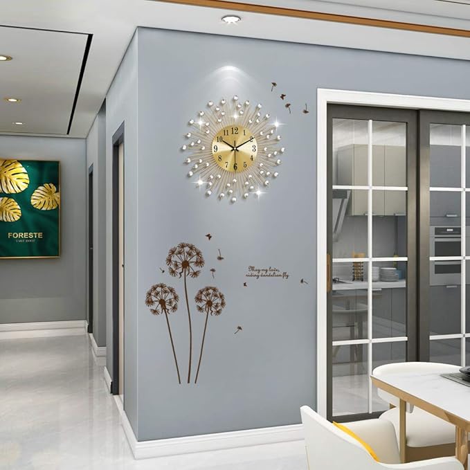Large Wall Clocks for Living Room Decor Modern Gold Silent Wall Clock Battery