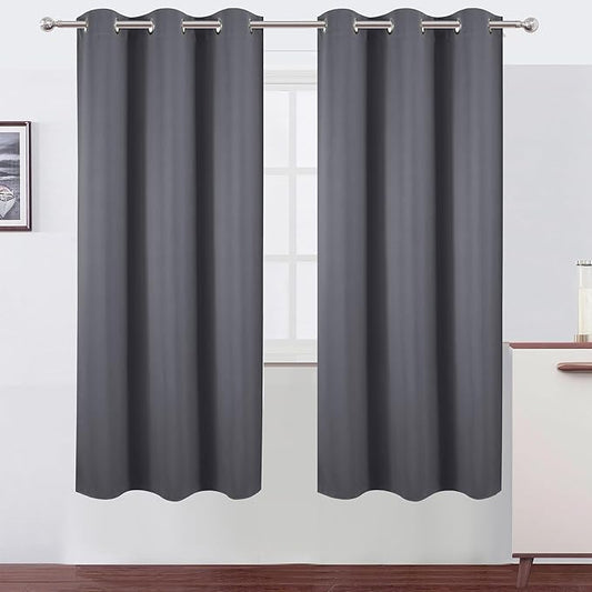 LEMOMO Grey Blackout Curtains 42 x 72 Inch Length/Set of 2 Curtain