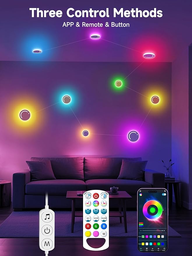 GIPOYENT Smart Wall Light, 9-Piece LED DIY Constellation Light, RGB Color