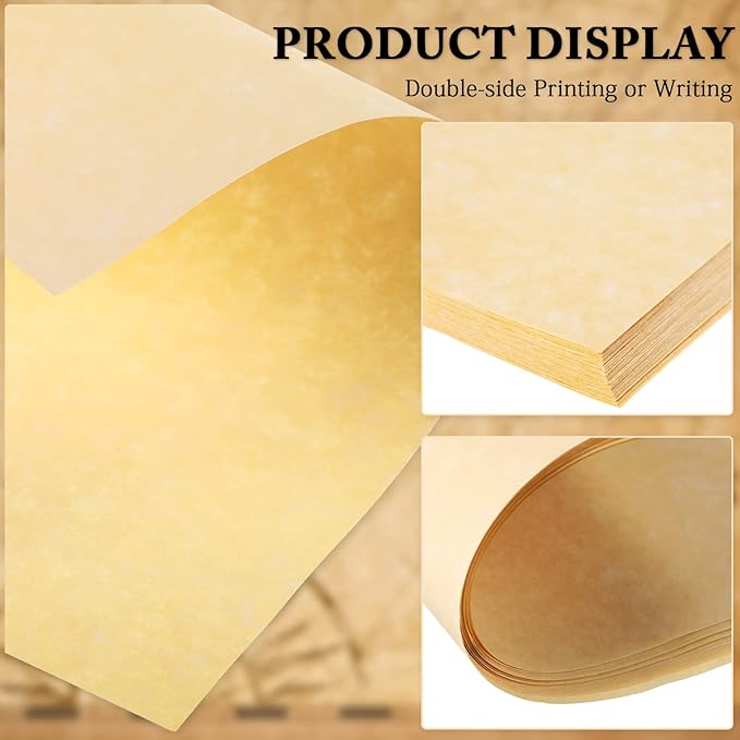 Epakh 100 Pcs Old Age Parchment Paper 8.5 x 11 Inch Standard Letter Vintage Colored Old Parchment Semblance Double Side Printing Paper (Light Beige)