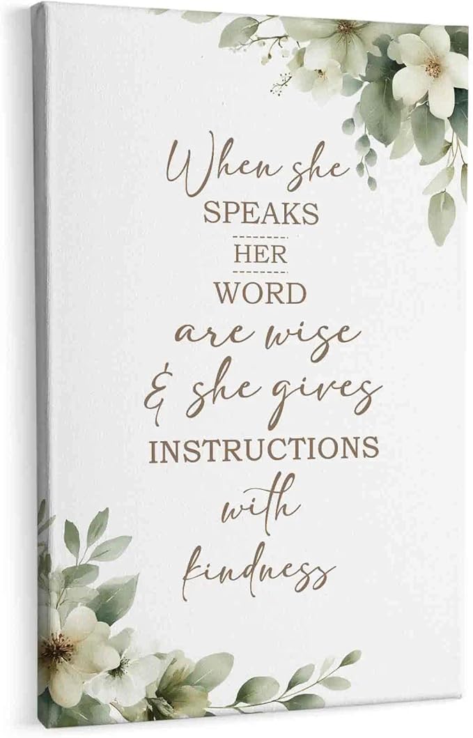 HIWX Christian Wall Decor, Sage Green Botanical Bible Verses Framed Canvas