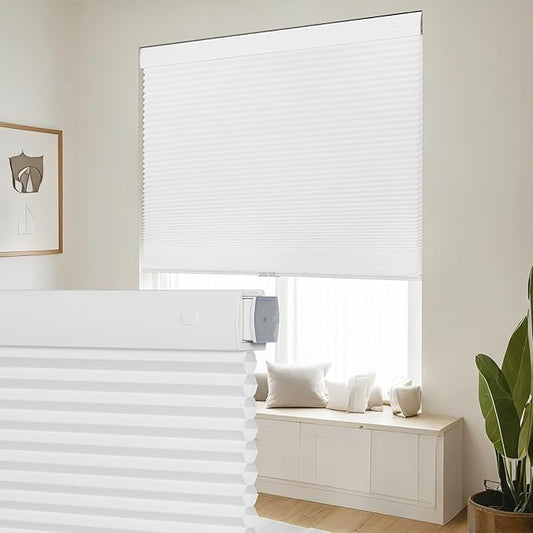 SEEYE No Drill Cordless Cellular Shades, Light Filtering Honeycomb Blinds