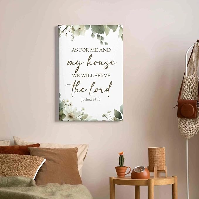 HIWX Christian Wall Decor, as for Me and My House Bible Verses Sage Green
