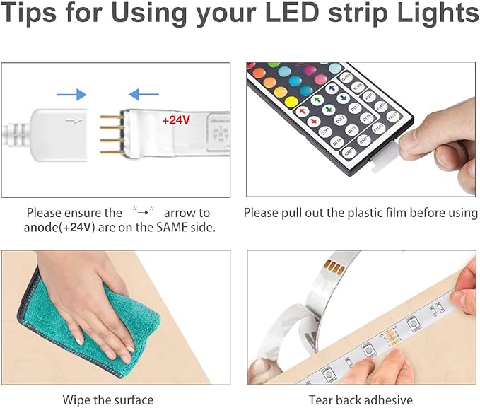 DAYBETTER Led Strip Lights 32.8 ft RGB Color Changing Lights Strip