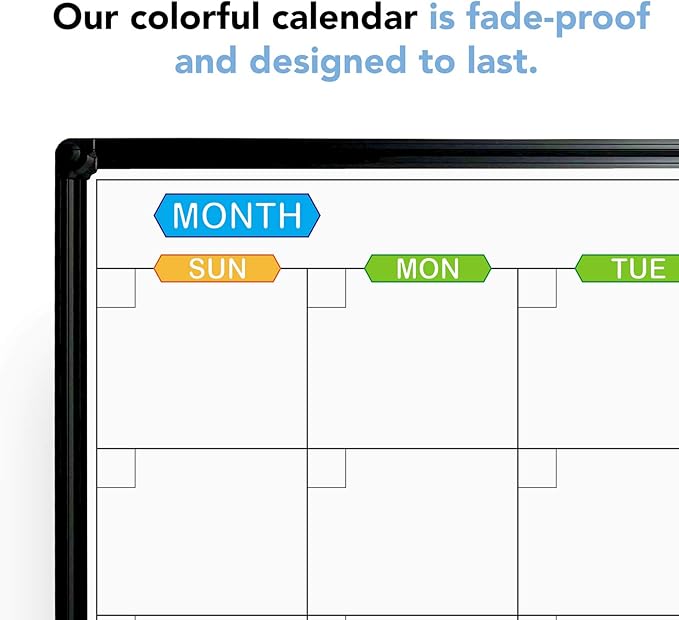 JILoffice Dry Erase Calendar Whiteboard 48 X 36 Inch - Magnetic White Board Calendar Monthly, Black Aluminum Frame Wall Mounted Board for Office Home and School
