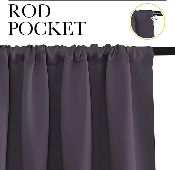 NICETOWN Blackout Curtains for Bedroom, 1 Pair, 62 by 63-inch, Window Treatment