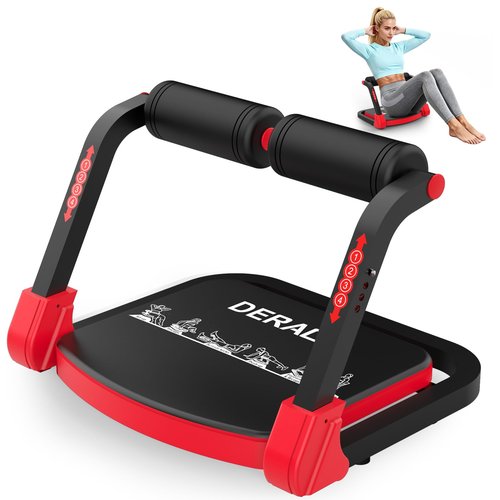 DERACY Sit Up Exercise Equipment, Adjustable Ab Machine, Multi-Functional Sit Up Machine, Ab Workout Equipment, Ab Trainer Machine for Women Men (RED)