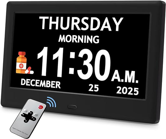 7'' Dementia Clock For Seniors, Large Display Digital Clock