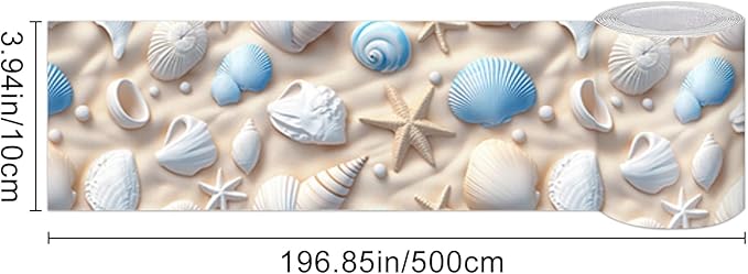 HOMETITUTE Wallpaper Border Peel and Stick Coastal Seashell Texture Decorative