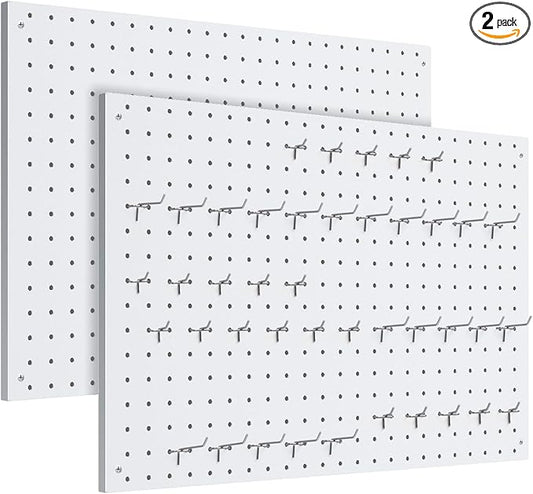 Peg Board, 2 Pack Metal Pegboard Panels White Pegboards Wall Organizer