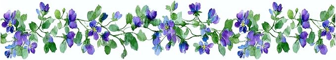 Purple Blue Floral Wallpaper Border 196x4 Inch Peel and Stick Wall Border Self