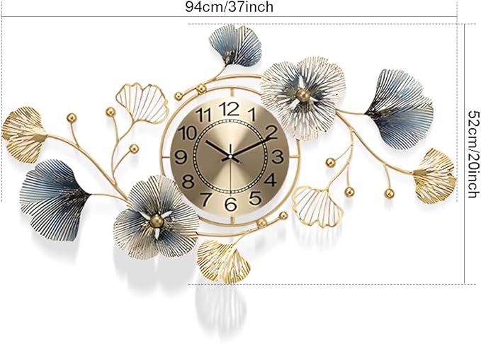 Large Metal Wall Clocks with Led Light, Silent Creative Decorative Clock