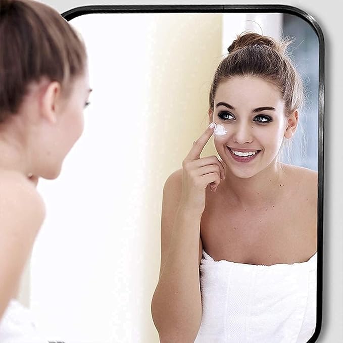 20x30 Inch Black Wall Mirror for Bathroom, Brushed Metal Framed Mirror