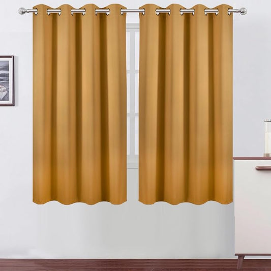 LEMOMO Mustard Yellow Blackout Curtains 66 x 63 Inch Length/Set of 2 Curtain