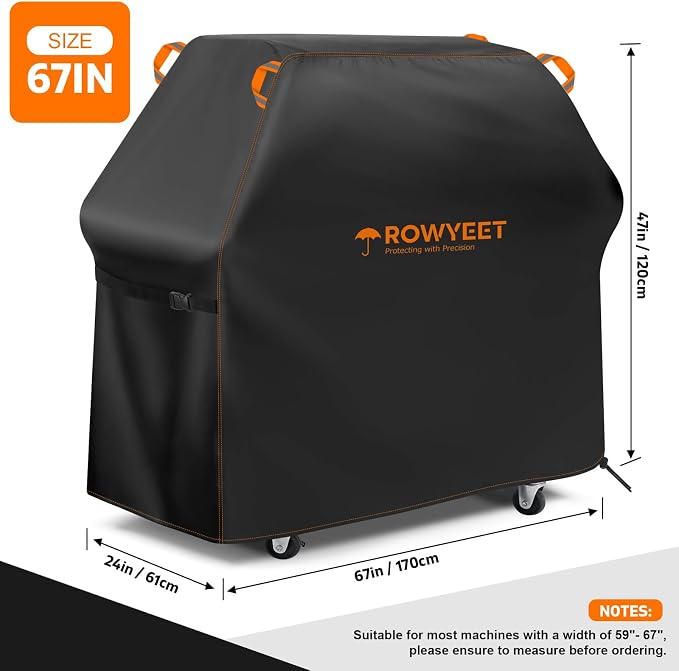 Grill Cover for Outdoor Grill, Universal Fit Oxford Waterproof BBQ Cover for Outside, Anti-UV Barbecue Gas Cover with Adjustable Hem for Weber, Nexgrill, Expert Grill and More (59" - 67")