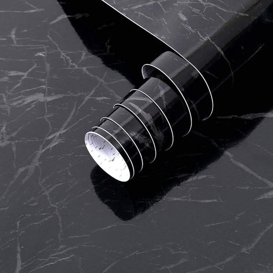 Arthome 23.6x200 Inches Black Marble, Peel and Stick Wallpaper, Marble Contact