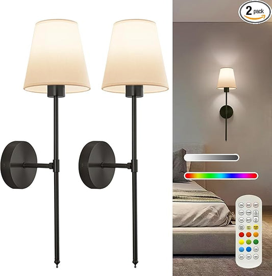 Wall sconces Set of Two Battery Operated – Rechargeable Wireless Wall Lights