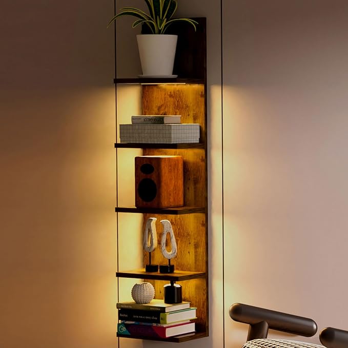 Homaterial 5 Tier Wall Shelf Unit, Modern Vertical Lack Wall Shelves