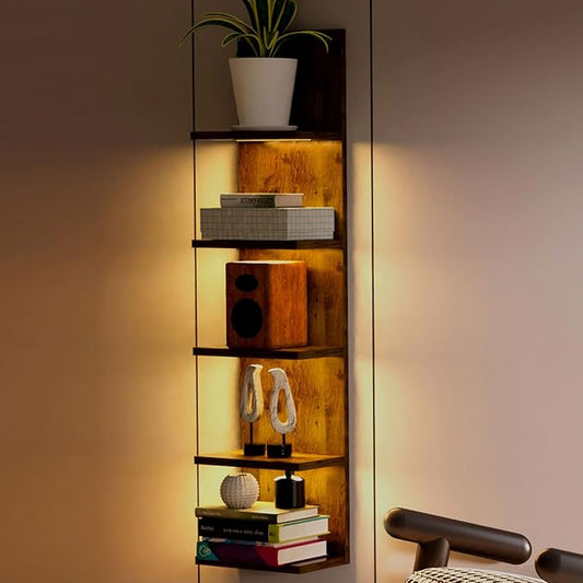 Homaterial 5 Tier Wall Shelf Unit, Modern Vertical Lack Wall Shelves