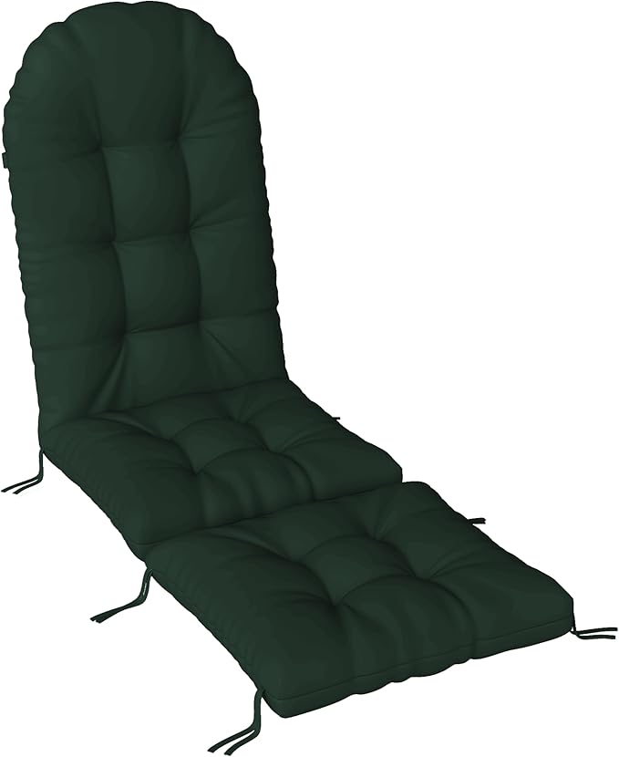 Adirondack Chair Cushion with Ottoman, Folding Adjustable Adirondack Seat Cushions, Waterproof Adirondack Patio Chair Pads for Garden, Deck, or Poolside, Small-Dark Green-1