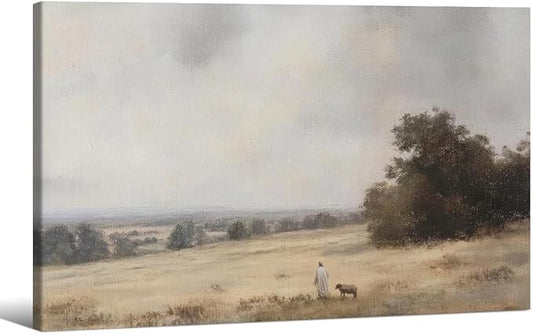 Jesus and Lamb the Lord is My Shepherd Wall Art Jesus Christian Poster 24X36