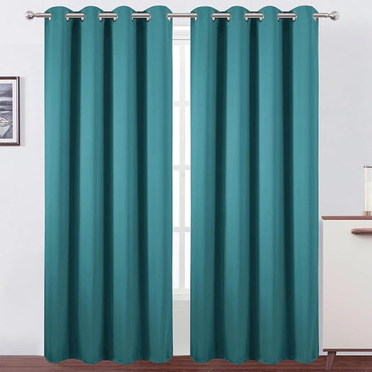 LEMOMO Blackout Curtains 52 x 90 Inch Long Sea Teal Curtains Set of 2 Panels