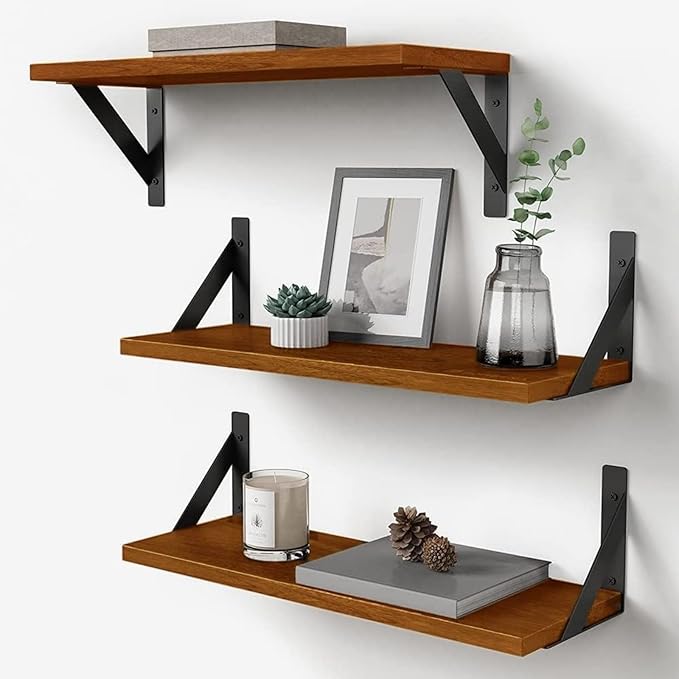Forbena Walnut Brown Wall Bookshelf
